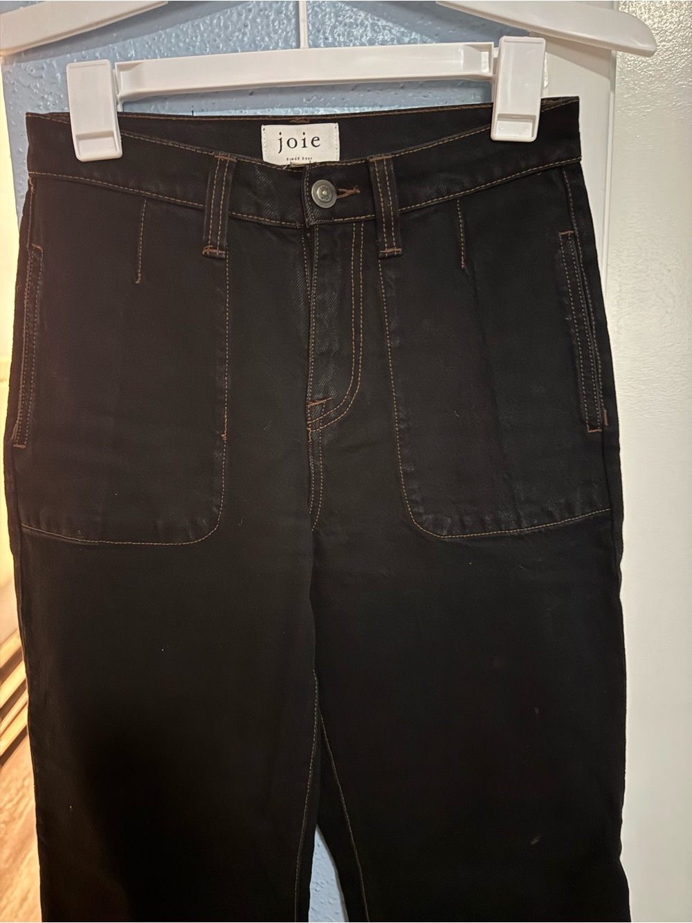 Joie Men's Black Straight Jeans with Contrast Stitching